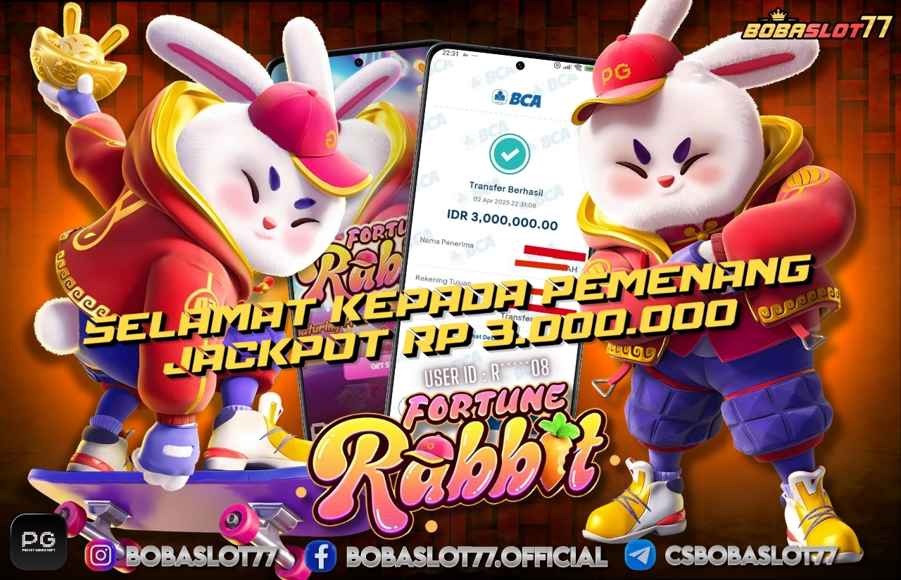 Selamat kepada id : R*****08 Wede Rp 3.000.000 di Game FORTUNE RABBIT 